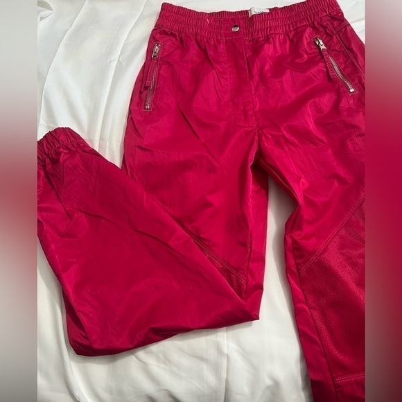 Urban Outfitters Nylon Jogger Pants Pixie Waisted Hot Pink Size Small Zippers - Picture 2 of 9